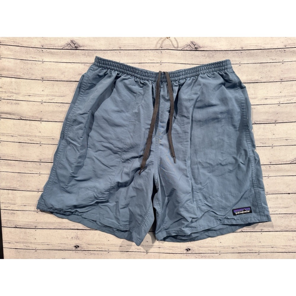 Patagonia Mens Baggies Short Sz M Blue Nylon Summer Drawstring Lined 7" Inseam